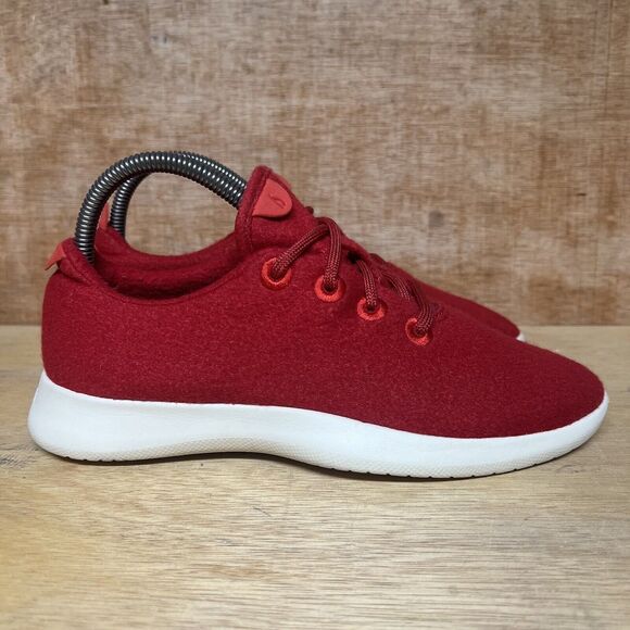 allbirds Shoes - Allbirds Wool Runners Red White Running Shoes Sneakers 0818 NV1 Women Size 8